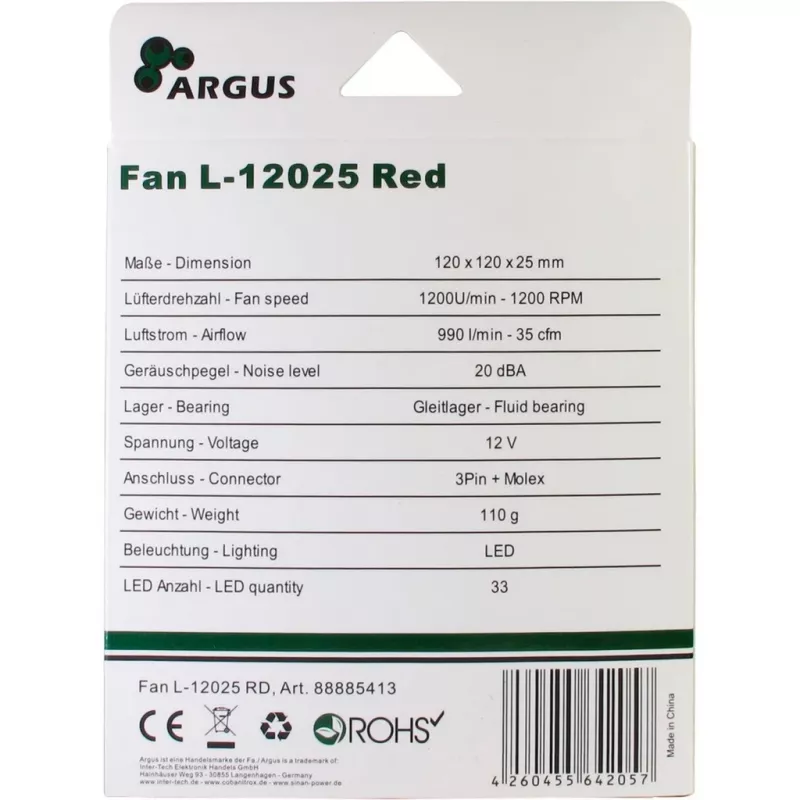 Ventilador de carcasa INTER-TECH Argus L-12025 120mm - negro