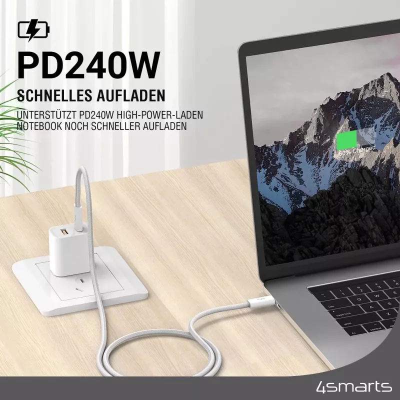 4smarts 540959. Longitud del cable: 1,5 m, conector 1: USB C, conector 2: USB C, versión USB: USB 3.2 Gen 1 (3.1 Gen 1), velocidad máxima de transferencia de datos: 100