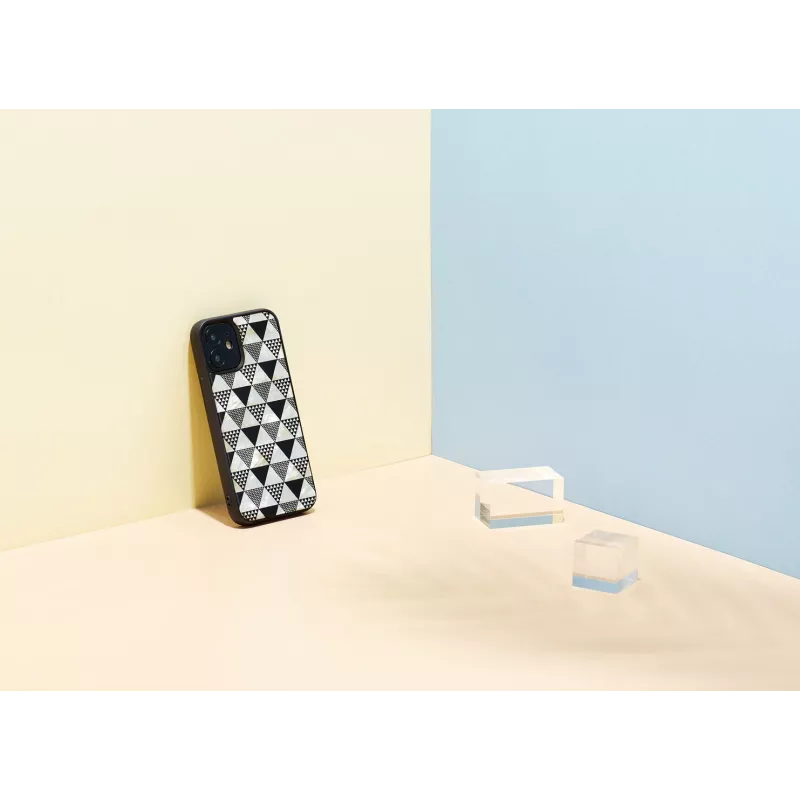 Funda protectora iKins para Apple iPhone 12 mini, textura de pirámides, negra