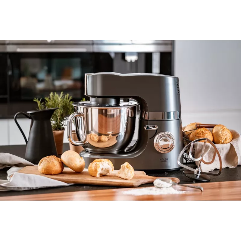 Robot de cocina Adler AD 4221 — bol de acero inoxidable de 7 L, 1200 W, 6 velocidades, batidor planetario