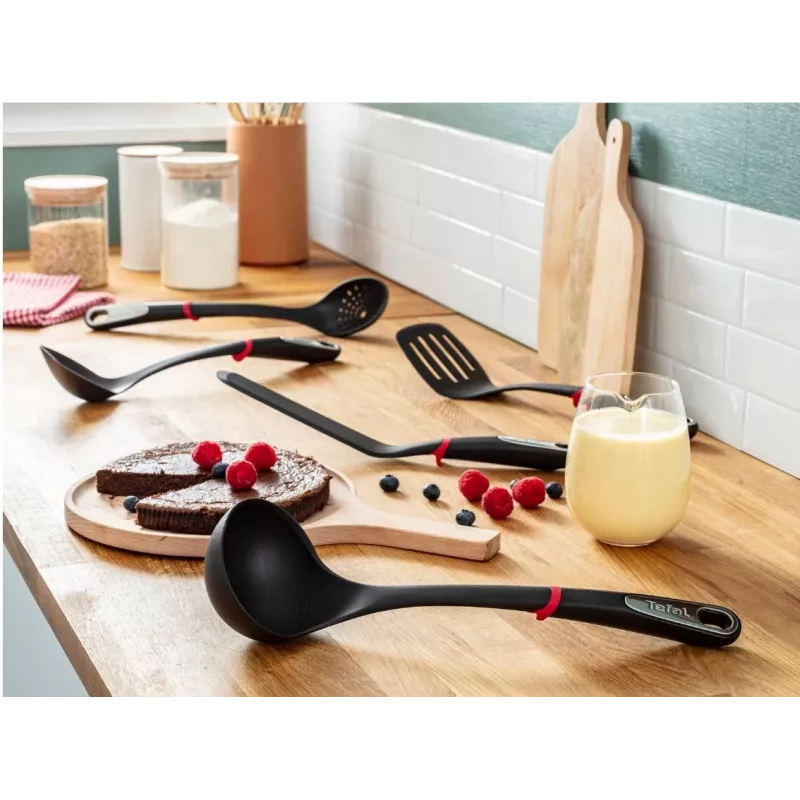Cuchara para pasta Tefal K20602, silicona, resistente al calor hasta 220 °C, negra, mango TPR