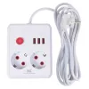 Regleta de enchufes MACLEAN MCE388 W – 2 enchufes, 3×USB, 110–240V, 2500W, cable de 3 m, blanca