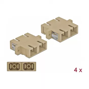 DeLOCK adaptador de fibra óptica SC conector hembra-conector hembra beige, pack de 4 (modelo 85996)