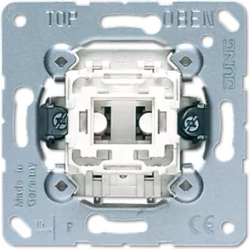 Pulsador JUNG 534 U, 1P, 250 V AC, 10 A, metallic-weiß