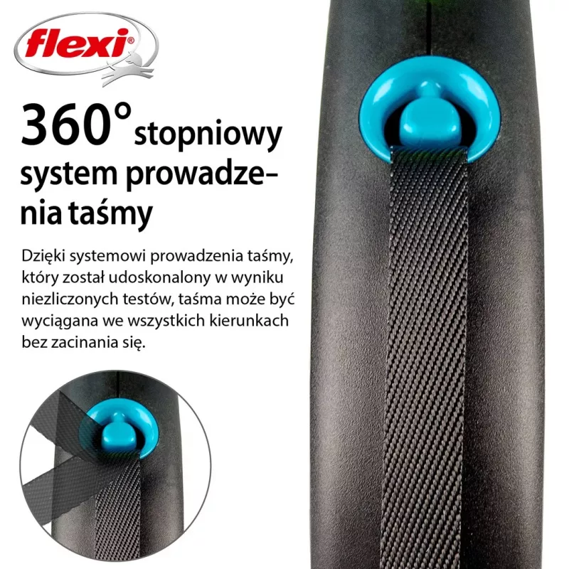Flexi Correa automática negro diseño S 5 m, azul