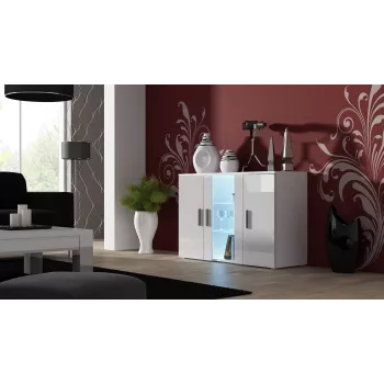 Aparador Cama 120 cm SOHO S7 blanco/blanco brillante