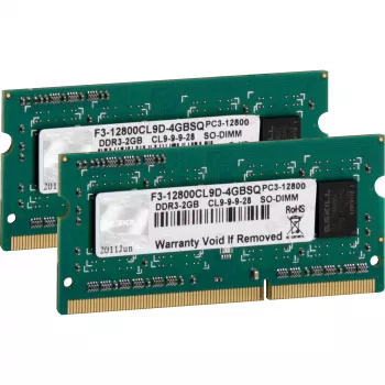 4GB G.Skill SO-DIMM 1600 (2x 2 GB) kit dual (F3-12800CL9D-4GBSQ, SQ, Lite Retail)
