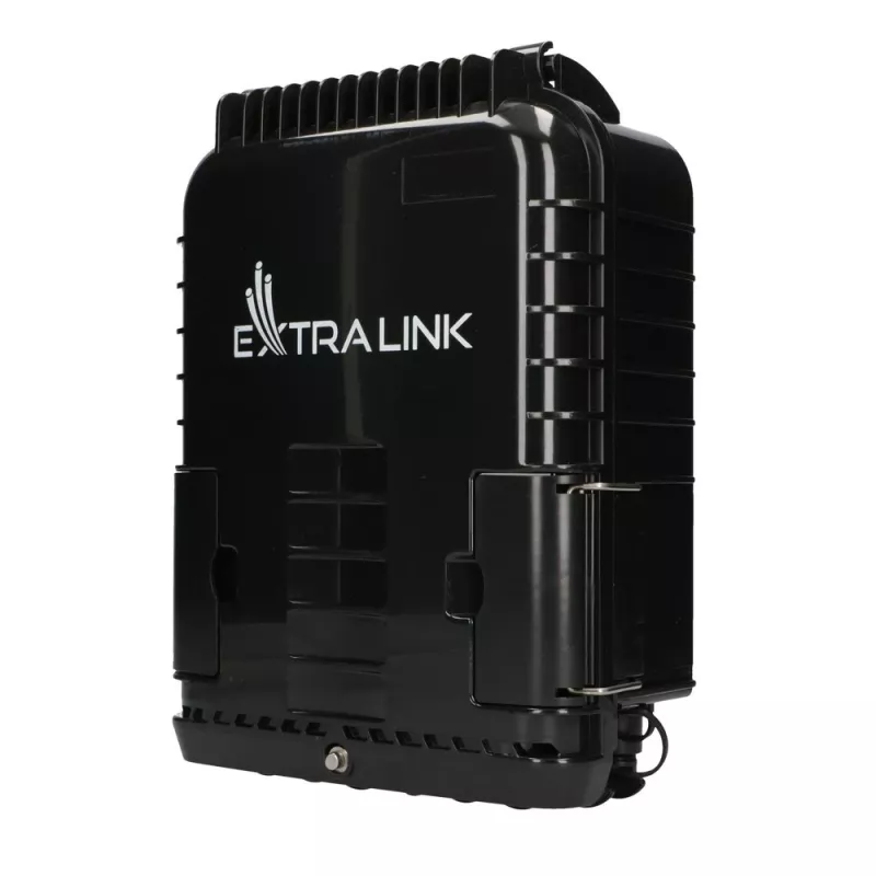 Caja de terminación de fibra óptica Extralink Jennifer 16 hilos negra con conector