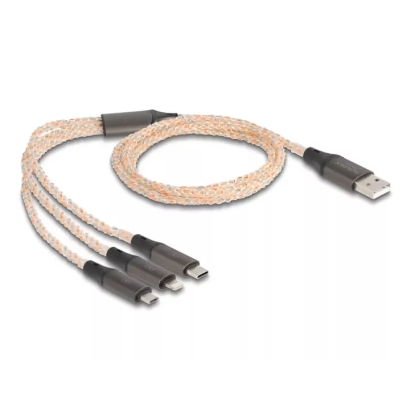 Cable USB DeLOCK 1,2 m USB 2.0 USB A USB C/Micro-USB B/Lightning transparente