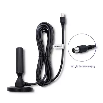 Antena de TV interior QOLTEC 57016 DVB-T2 – diseño compacto para recepción digital terrestre