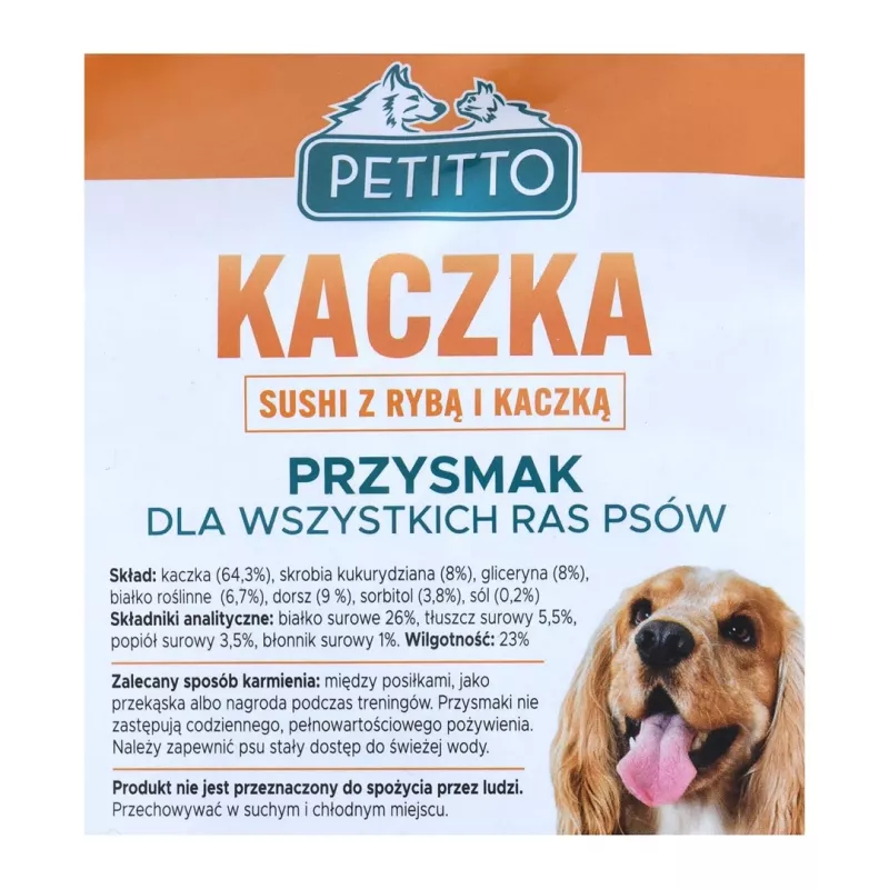 PETITTO Sushi snacks para perros con pescado y pato, 500 g