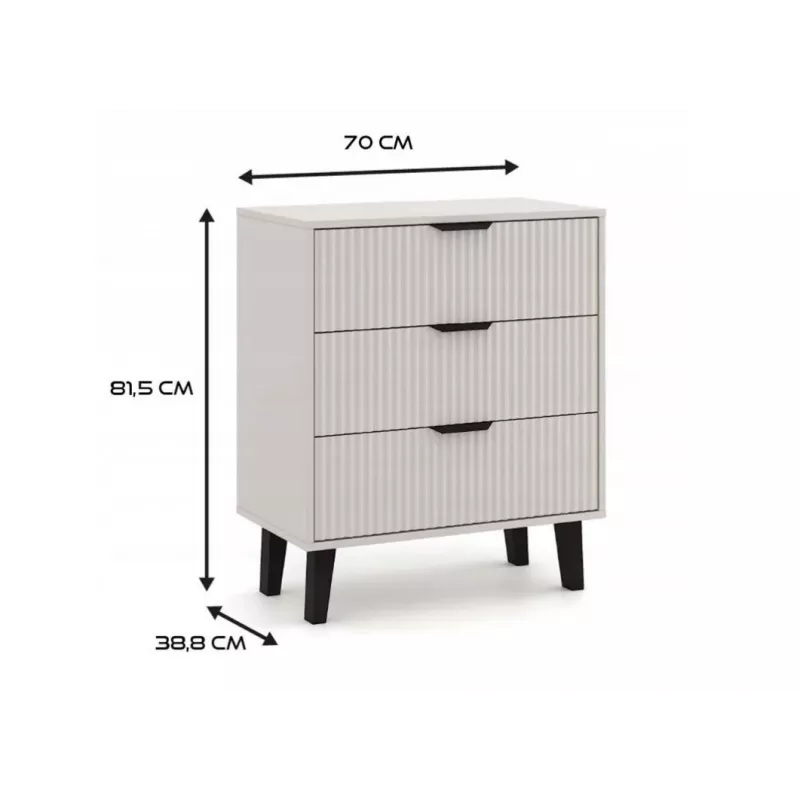 Cómoda SCANDI 3S estrecha, color crema