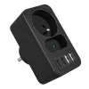 Regleta de enchufes MACLEAN MCE249 F/B – 2 tomas AC (16A + 6A) con 2×USB-A y 2×USB-C PD 20W, conector EU, negro