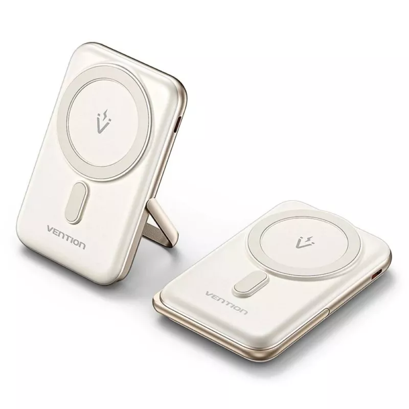 Batería externa Vention 10000mAh magnética inalámbrica 20W — 10000 mAh, salida 3 A, USB-C, blanca