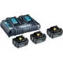 Makita DC18RD – Cargador + juego de 3 baterías – Li-Ion – 5 Ah – función de carga doble 2x