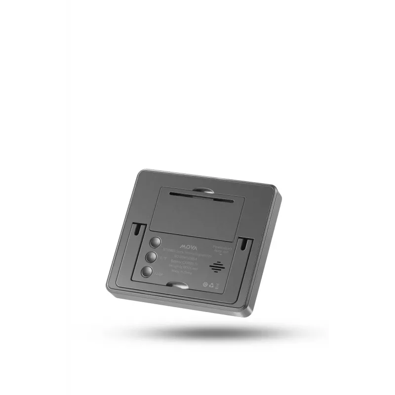 Higrómetro, termómetro y reloj combinados MOVA MTHM01 – unidad interior digital para medir la humedad relativa y la temperatura, compacta para escritorio, estantería o pared