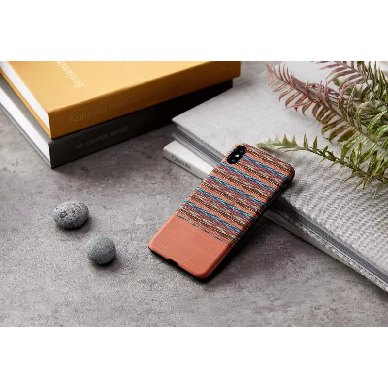 Funda para móvil man and wood para iPhone X/XS — cuadro marrón con detalles negros