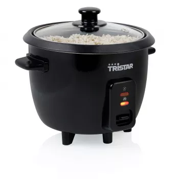 Olla arrocera Tristar RK-6141, capacidad 0,6 L, 300 W, negra, control por botones
