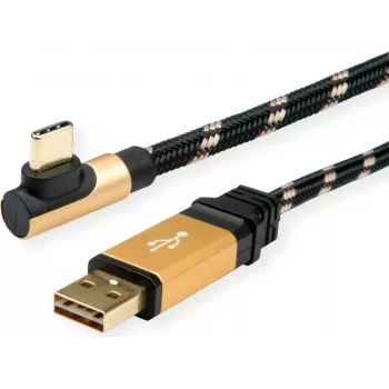 ROLINE 11.02.9060 cable USB 0,8 m USB 2.0 USB A USB C negro - oro (11.02.9060)