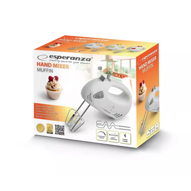 Batidora de mano Esperanza MIKSER RÄCZNY MUFFIN EKM007WE 150W