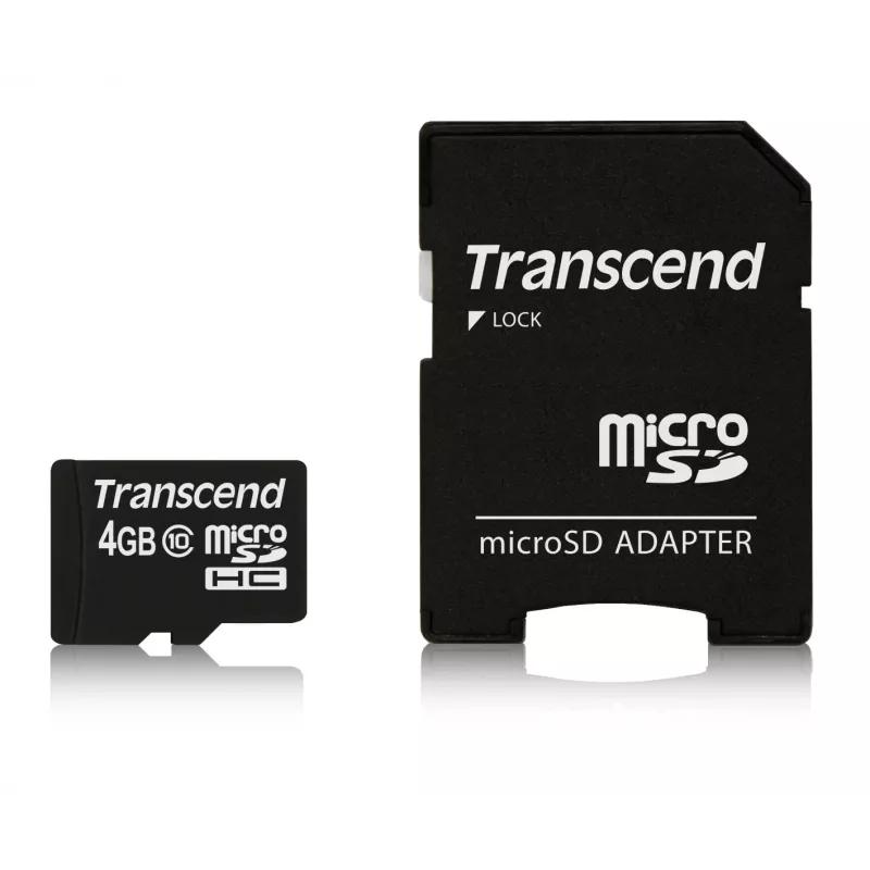 Tarjeta de memoria flash Transcend 4GB MicroSDHC Class 10 con adaptador