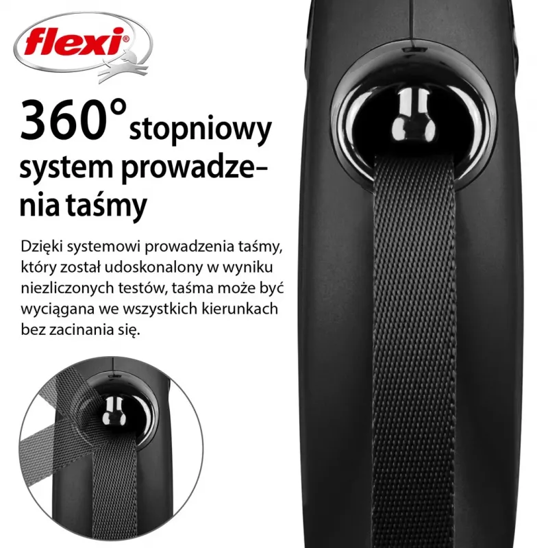 Flexi New Classic L correa extensible para perros, cinta, 5 m, hasta 50 kg, negro