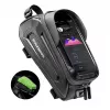 Rockbros B68 Bolsa de cuadro para bicicleta con bolsillo para móvil 1,7 l negra