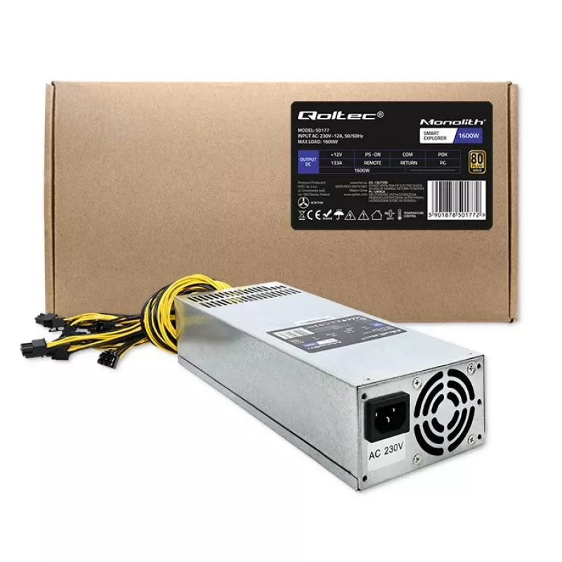 Fuente de alimentación PCI-E Qoltec 50177 Smart 1600W | 80 Plus Gold - Data Mining