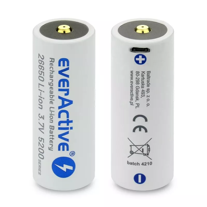 Batería recargable everActive EV26650-52M 3,7V 5200mAh con función de carga micro-USB