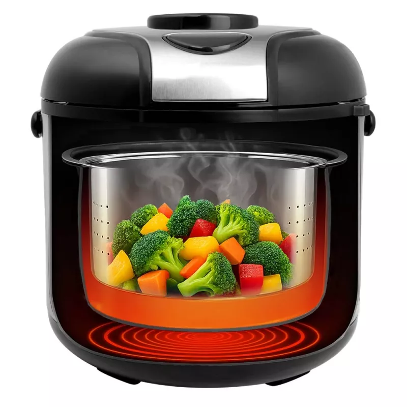 Olla arrocera GASTROBACK Rice Control Low Carb & Steam, 3 L, 450 W, negra/acero inoxidable