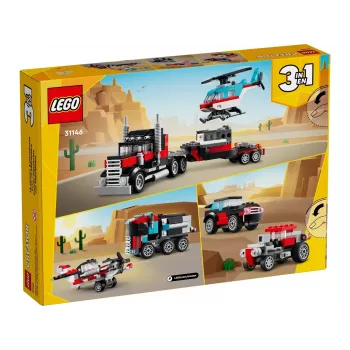 LEGO Creator Set 2 en 1 Camión con helicóptero 31146, modelo convertible para niños
