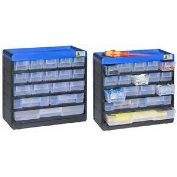 Organizador de piezas pequeñas allit 464610, caja de almacenamiento de plástico 300x285x135 mm, negro/azul