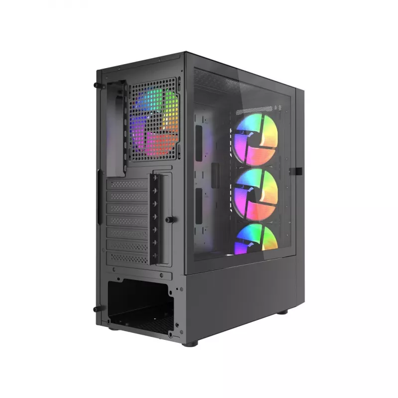 Gembird Fornax 4300 CCC-FC-4300 caja gaming ATX Midi Tower, cristal templado, ventiladores ARGB, 2x USB 3.1, 1x USB 2.0, negra