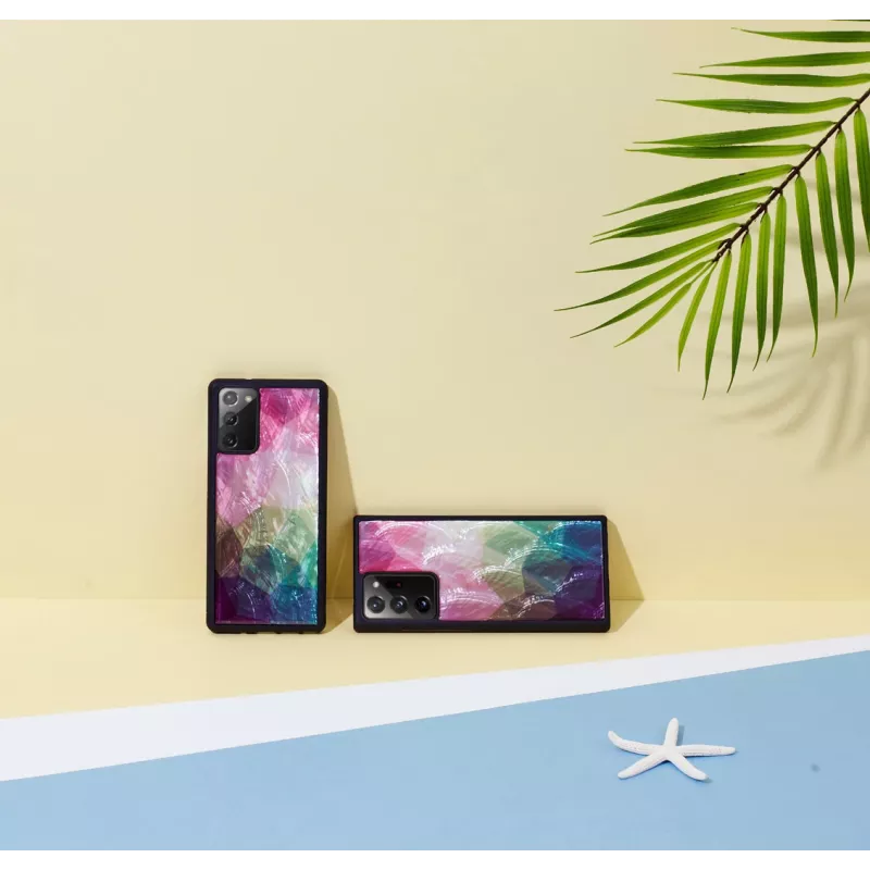 Funda protectora iKins para Samsung Galaxy Note 20 – motivo flores acuáticas negra