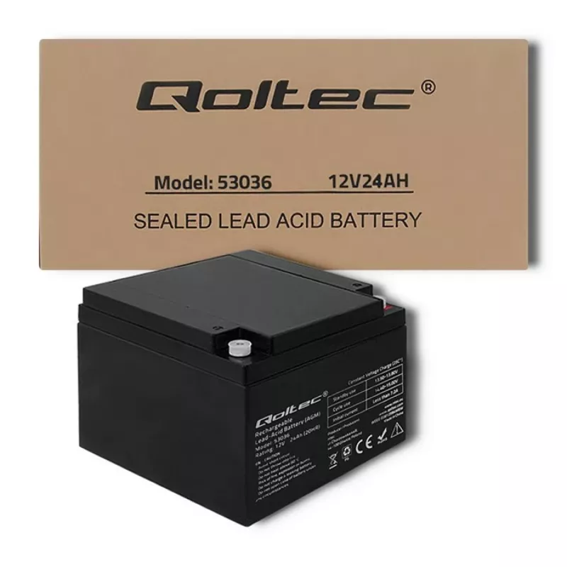 Batería AGM Qoltec 53036 | 12V | 24Ah | máx 360A