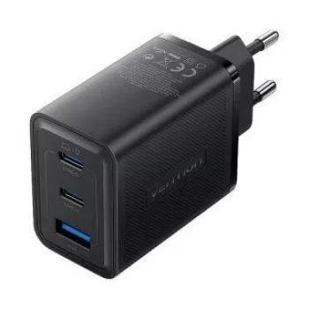 Vention FERB0-EU cargador de pared 65 W, 3 puertos USB, negro