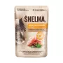 Comida húmeda para gatos SHELMA rica en pollo en salsa 85 g — alimento completo para gatos adultos, 10 % de proteína, 81 % de humedad
