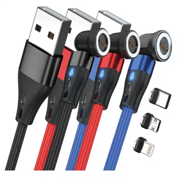 Cable USB RealPower MagneticCharge3 1m USB A negro azul rojo