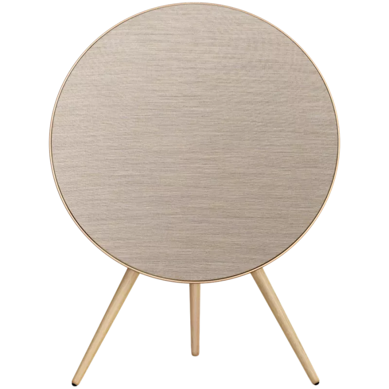 Altavoz Beosound A9 5. Generation Goldton (parte trasera Sand/cubierta Gold/patas roble blanco)