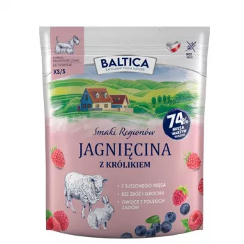 BALTICA Smaki Regionow Small Breeds cordero con conejo comida seca para perros, XS/S 1 kg