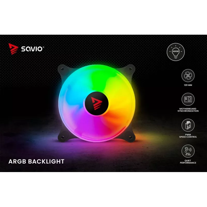 Ventilador de carcasa SAVIO Blast 120mm ARGB PWM - Negro