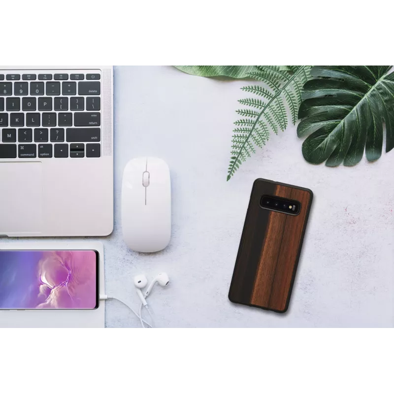 Funda para smartphone man and wood para Samsung Galaxy S10 — ébano negra, parte trasera de madera protectora y parachoques
