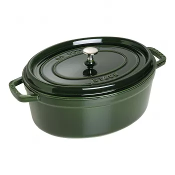 Staub La Cocotte 33 cm olla de asar ovalada de hierro fundido, verde albahaca