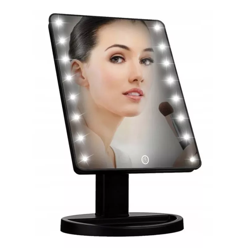 Extralink Espejo de maquillaje, negro con luz y soporte