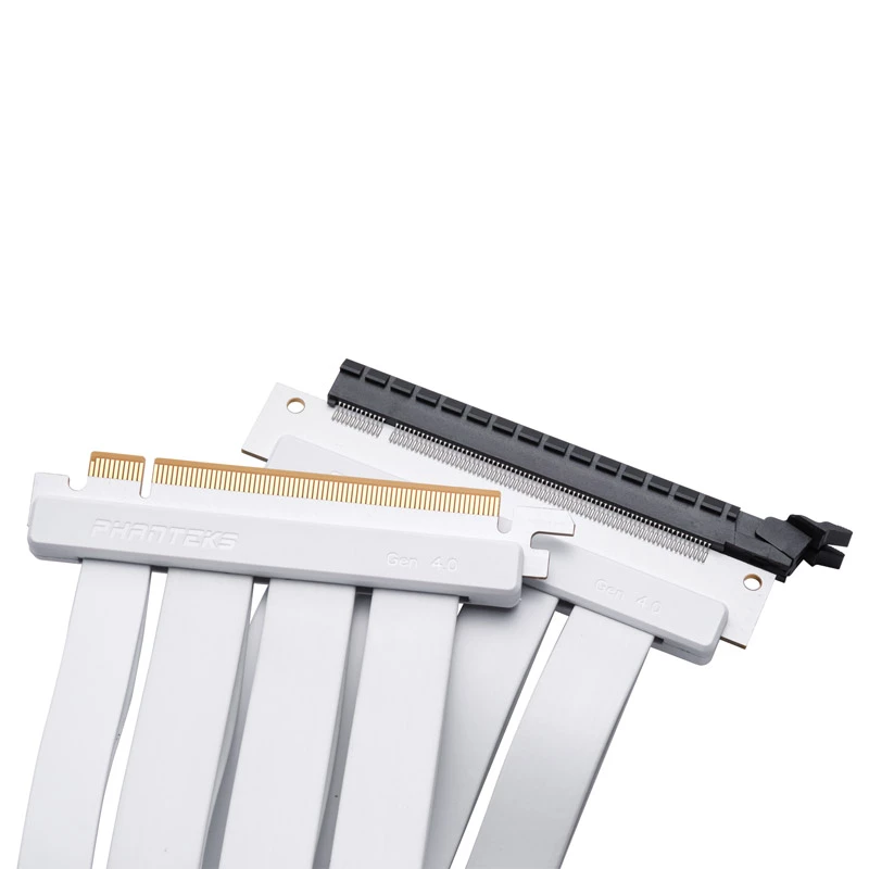 Cable plano Riser PCI-E 4.0 x16 PHANTEKS, 180 grados, 30 cm - blanco