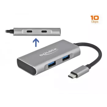 Hub USB DeLOCK USB externo 10 Gbps hub USB Type-C 63260
