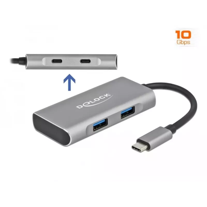 Hub USB DeLOCK USB externo 10 Gbps hub USB Type-C 63260