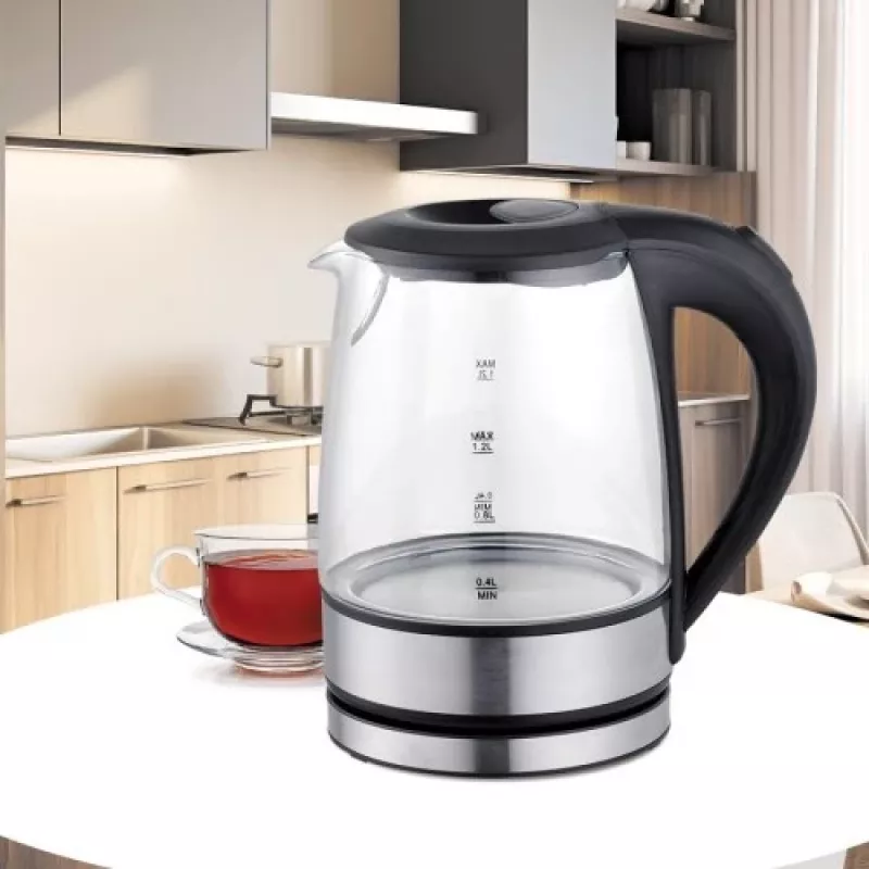 Maestro MR-062-BLACK hervidor eléctrico de cristal, 1630 W, 1,2 L