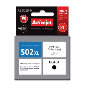 Activejet AE-502BNX tinta (sustituto de Epson 502XL W14010; Supreme; 16 ml; negro)