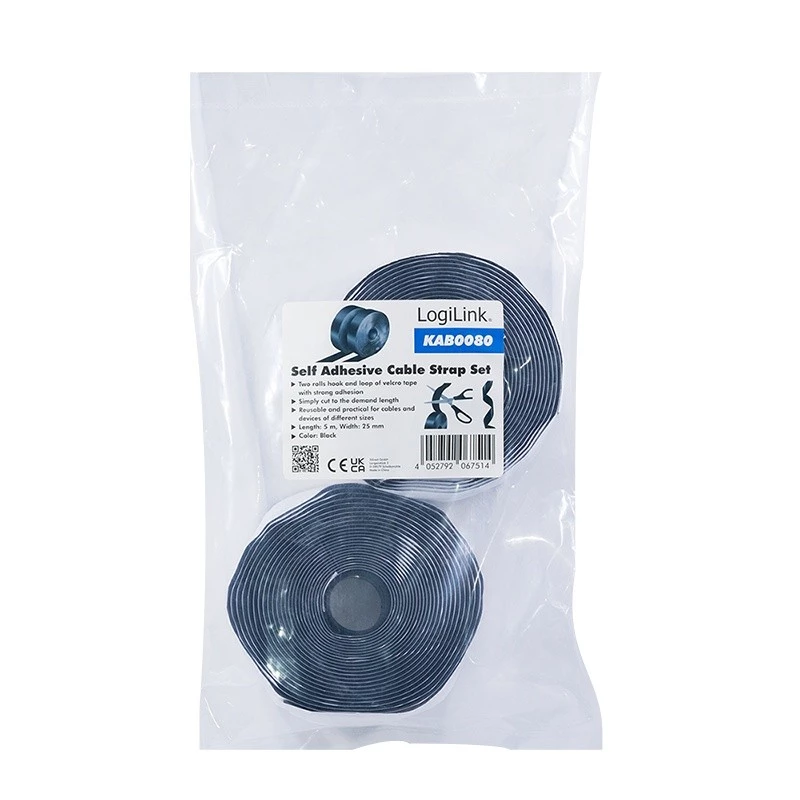 Bridas de cable de velcro LogiLink KAB0080 negro 5000mm 25mm 2 uds.